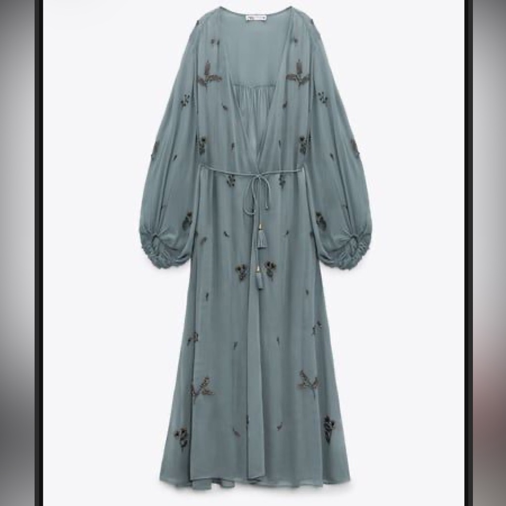 NWT Zara Limited Edition Beaded Kimono Dress